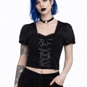 The Grave Girls NWT Mesh Gothic Lace Up Corset Top 🦇